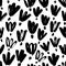 Brush black loose flowers vector seamless pattern. Hand drawn black paint ink illustration with abstract floral motif.