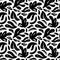 Brush black loose leaves vector seamless pattern. Hand drawn black paint ink illustration with abstract floral motif.