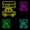 Brush carwash car neon color set icon. Simple thin line, outline vector of car wash icons for ui and ux, website or mobile