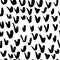 Brush check mark seamless pattern. Hand painted grunge ticks background. Black and white vector illustration.