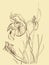 Brush drawing iris flower