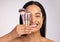 A brush for every occasion. Studio portrait of an attractive young woman posing with a variety of makeup brushes against