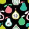 Brush Grunge Exotic Fruits Seamless Pattern.