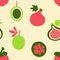 Brush Grunge Exotic Fruits Seamless Pattern.