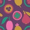 Brush Grunge Exotic Fruits Seamless Pattern.