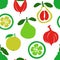 Brush Grunge Exotic Fruits Seamless Pattern.