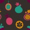 Brush Grunge Exotic Fruits Seamless Pattern.