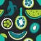 Brush Grunge Exotic Fruits Seamless Pattern.