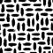 Brush grunge seamless pattern. Stain hand drawn texture. Abstract lines. Checkered background. Repeated black and white pattern. R