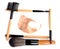 Brush make up set and foundation beige cosmetic