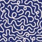 Brush, marker drawn bold doodle lines seamless pattern. Abstract modern geometric wavy ornament at dark blue background.