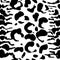 Brush painted leopard seamless pattern. Black and white tiger grunge background.