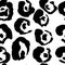 Brush painted leopard seamless pattern. Black and white tiger grunge background.