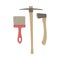 Brush and Pickaxe as Tools for Archeology and Paleontology Excavation in Search of Ancient Artifact and Remain Vector