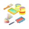 Brush, roller, palette. Isometric construction tools. Vector.