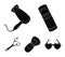 Brush, scissors, electric hair dryer and other equipment for men`s hairdressing salon.Barbershop set collection icons in