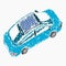 Brush Stroke Top View Solar Electric Car Vector Illustration