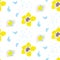 Brush stroke yellow bold florals seamless pattern.