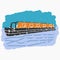 Brush Strokes Oblique View Narrow Boat Vector Illustration