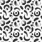 Brush strokes seamless pattern. Grunge curved lines, circles an dots texture. Abstract modern brushstroke scribbles and