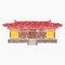 Brush Strokes Wide Chinese Building Vector Illustration