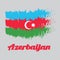 Brush style color flag of Azerbaijan, a horizontal tricolor of blue, red, and green, with a white crescent and star.