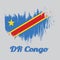 Brush style color flag of Dr Congo, Sky blue field with diagonally red and yellow stripe and star.