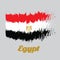 Brush style color flag of Egypt, red white black color with the Egyptian eagle of Saladin.