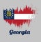 Brush style color flag of Georgia, Three stripes consisting of red, white, red. A blue canton containing a ring of 13 stars.