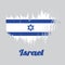 Brush style color flag of Israel, blue hexagram on a white background, between two blue stripes.