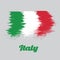 Brush style color flag of Italy, green white and red color. with text Italy.