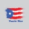 Brush style color flag of Puerto Rico, with text Puerto Rico.