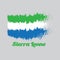 Brush style color flag of Sierra leone, with text Sierra leone.