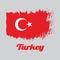 Brush style color flag of Turkey, a red field with a white star and crescent slightly left of center.