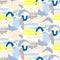 Brushed blue and yellow rough textured seamless vector pattern.