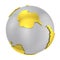 Brushed steel 3D globe gold earth crust