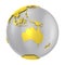 Brushed steel 3D globe gold earth crust