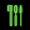 brushes set for false eyelashes applying neon glow icon illustration