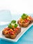 Brushetta with mango salsa