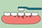 Brushing teeth with bleeding on gum and tooth, gingivitis or scurvy concept