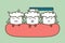 Brushing teeth with bleeding on gum and tooth, gingivitis or scurvy concept - dental cartoon vector flat style