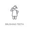 Brushing teeth linear icon. Modern outline Brushing teeth logo c