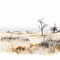 Brushstroke-intensive Prairie Illustration With Small Trees And Bushes
