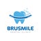 Brusmile dental clinic logo, cleaning tooth and  toothbrush arch vector