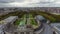 Brussels from above, heavy clouds, city park aerial buildings