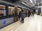 Brussels, Belgium, 15-12-2019: People or passengers entering the underground metro in brussels