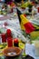 Brussels/Belgium: Belgian flag, candles and flowers - The day after the terrorist attacks on 23 March 2016. Citize
