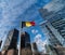 Brussels, Belgium - The contemporary North Galaxy tower with the Federal government offices and a Belgian and European flag in