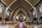 Brussels, Belgium - Interior of the Catholic church of the sacred heart with modern symmetric architecture