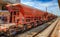 Brussels, Belgium - June 2019: Freight train at the platform Inside the Brussels-North Train Station.